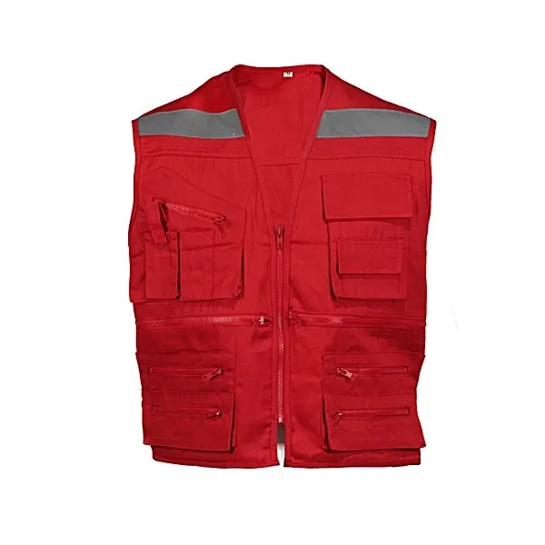 CHALECO GEÓLOGO DE GABARDINA ROJO