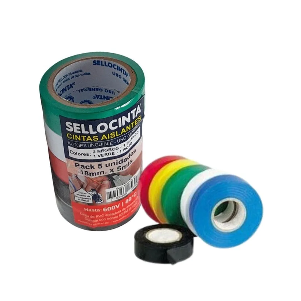 CINTA AISLADORA SET 5UND DE 18mm x 5m