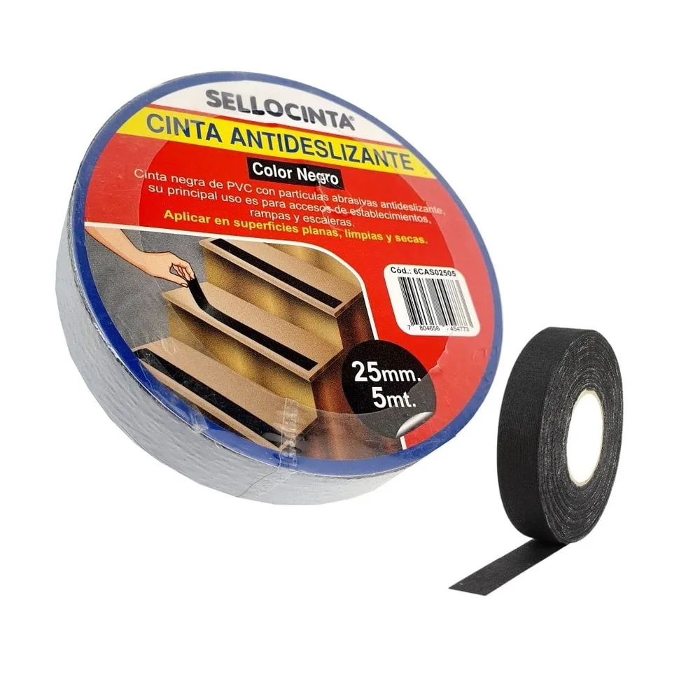 CINTA ANTIDESLIZANTE NEGRO
DE 25mm x 18m / 25mm x 5m