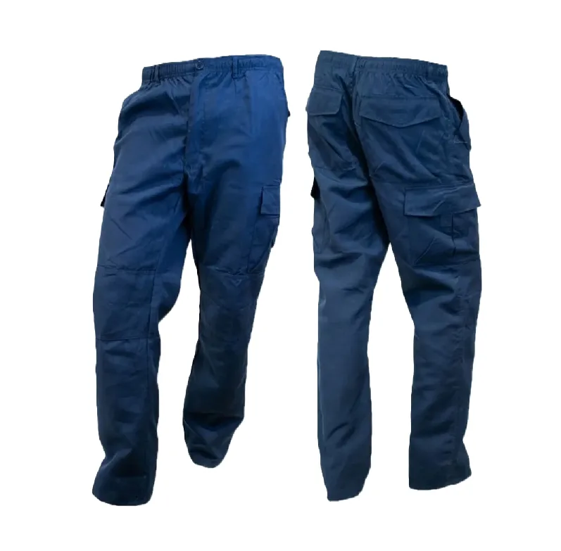 PANTALÓN DE GABARDINA CARGO AZUL MARINO